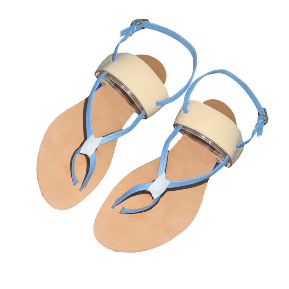 New Resort DTxCaruso Sandali Minimalist Tan Leather Toe Strap Sandal size 9